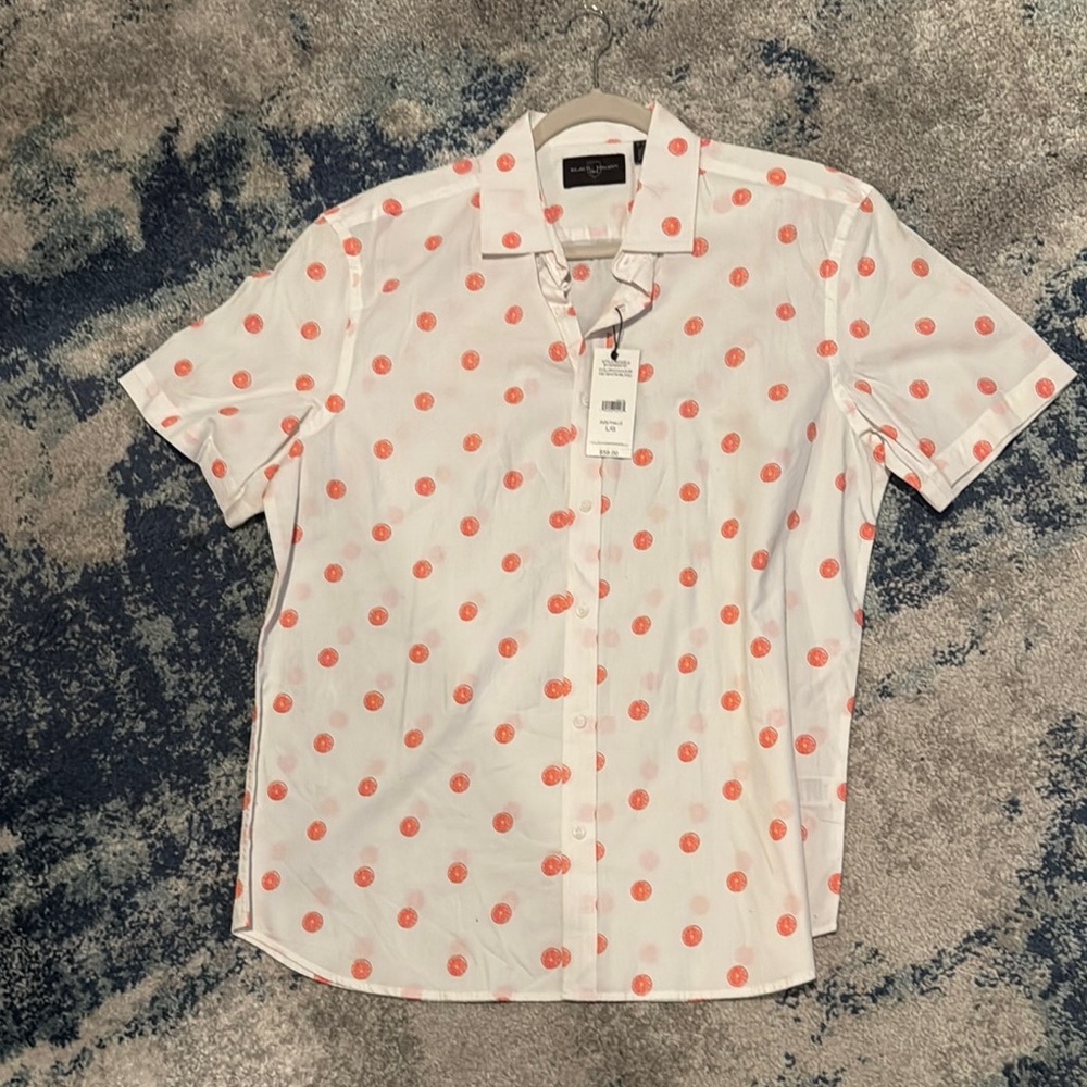 Black Brown 1826 White and Orange Polka Dot Men's Shirt